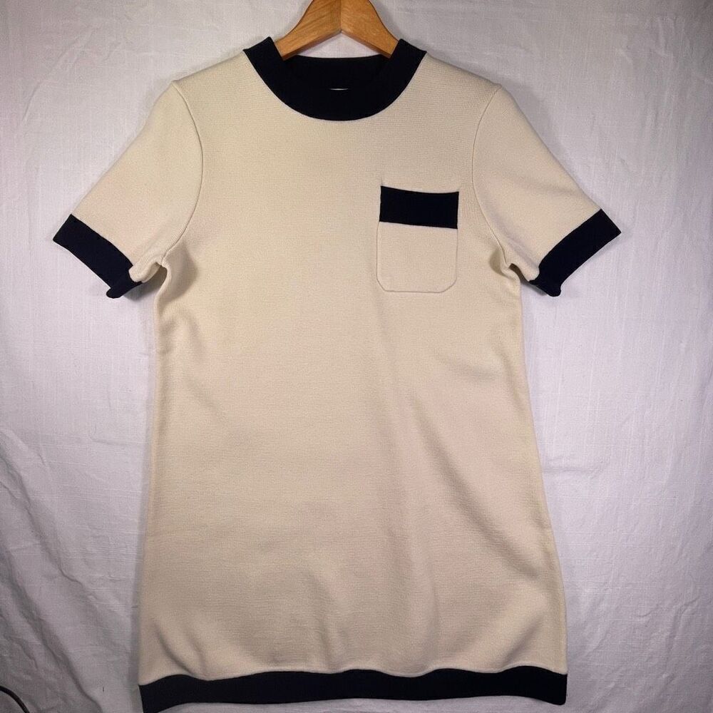 Tuckernuck Cream Blue Colorblock Short Sleeve Merritt Knit Mini Dress Medium